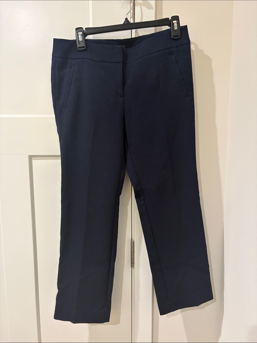 LOFT Navy Straight-Leg Trousers